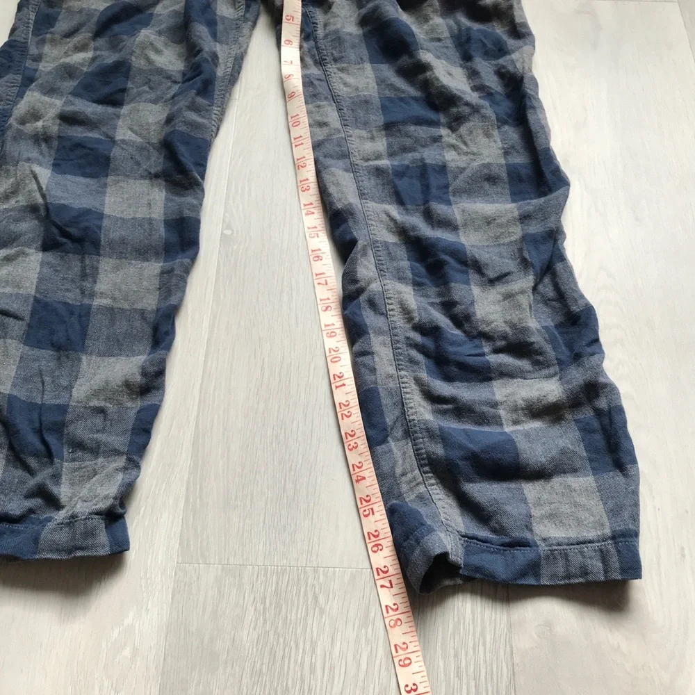 J CREW PJ PANTS BLUE CHECK COTTON LOUNGE DRAWSTRING MENS MEDIUM